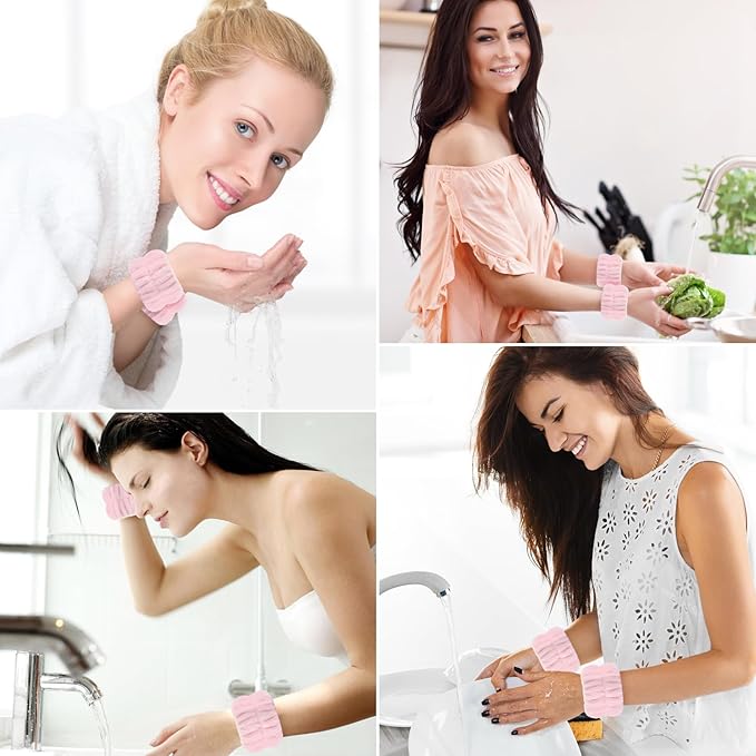 2pcs Wrist Bands for Washing Face Wash Wristbands Wrist Towels Arm Bands for Skincare Makeup Wrist Cuffs Spa Wrist Scrunchies