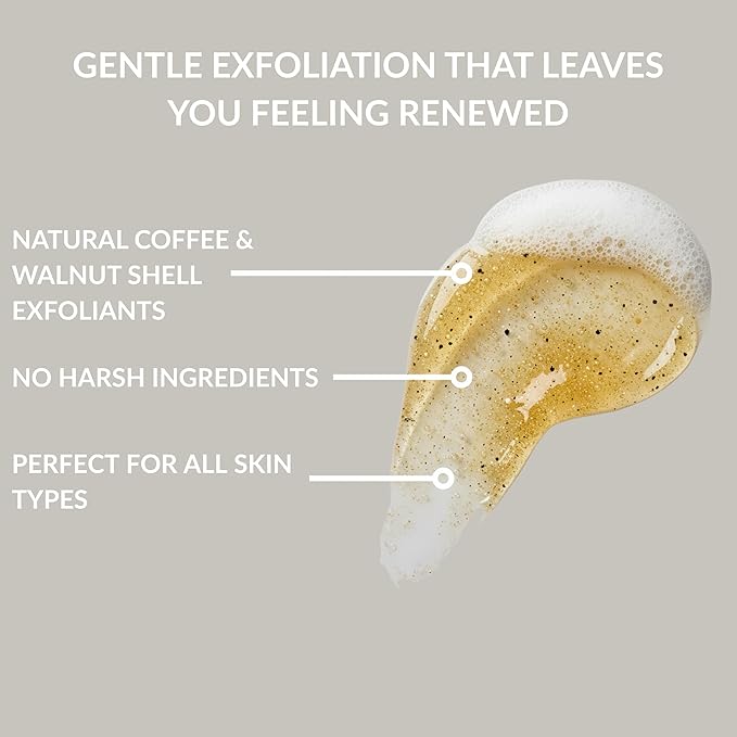 SpaScriptions Exfoliating African Black Soap Body Wash - 33 oz Charcoal & Coconut Scented Body Scrub with Coffee & Walnut Shell Exfoliants, Gentle Cleansing Body Wash for All Skin Types, Paraben Free