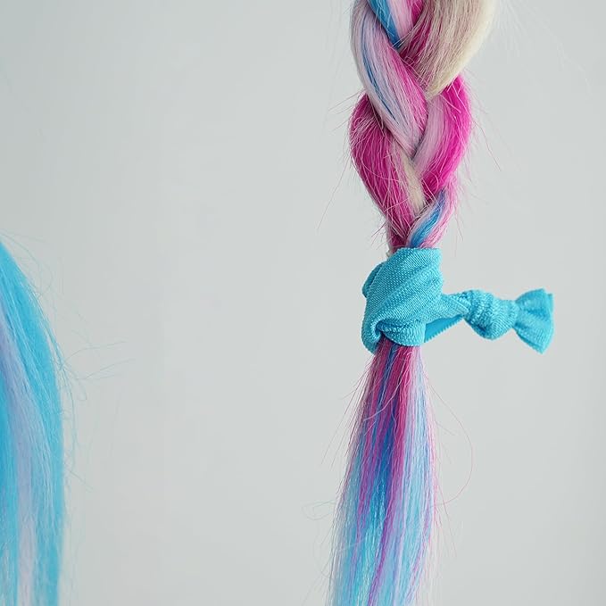 MEEDEE 100 Pack Blue Hair Ties For Women No Crease Soft Elastic Ribbon No Damage Blue Hair Ties Knotted Ouchless Hair Ribbon Yoga Hair Ribbons Elastic Bracelets