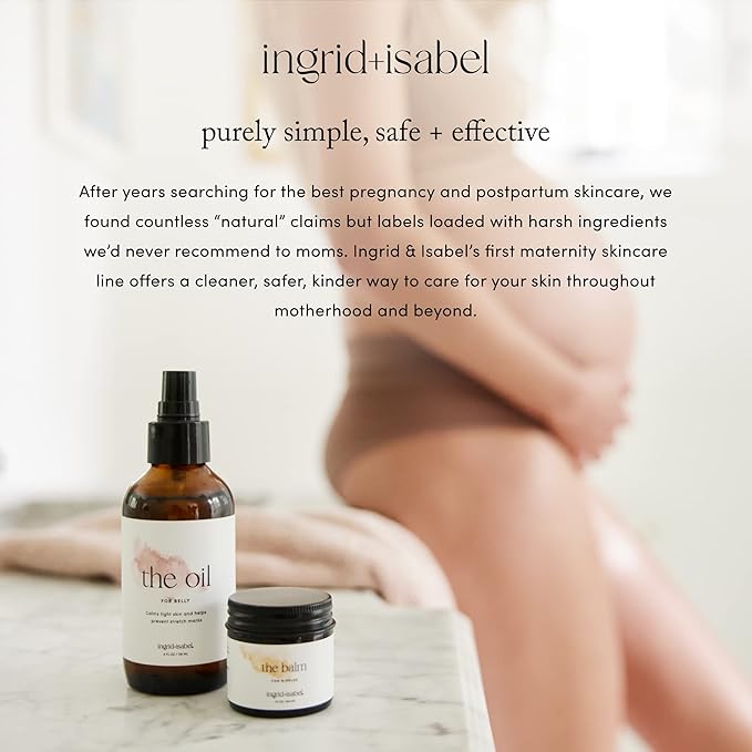 Ingrid & Isabel | The Oil | Organic Pregnancy Belly Oil for Smooth, Hydrated Skin (4 Fl Oz)