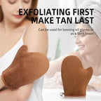 FUNAN Self Tanning Applicator Kit with Tanning Glove for Self Tan Mitt, Back Lotion Applicator, Mini Mitt and Ultra Soft Self Tanner Brush Bamboo Kabuki Brush, Brown