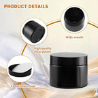 24 Pack 4 Oz Plastic Containers with black Lids, Empty BPA Free and Refillable Cosmetic Jars Travel Containers for Creams, Lotion, Bath Salts, Sugar Scrub, Slime, Lip Scrub, Makeup