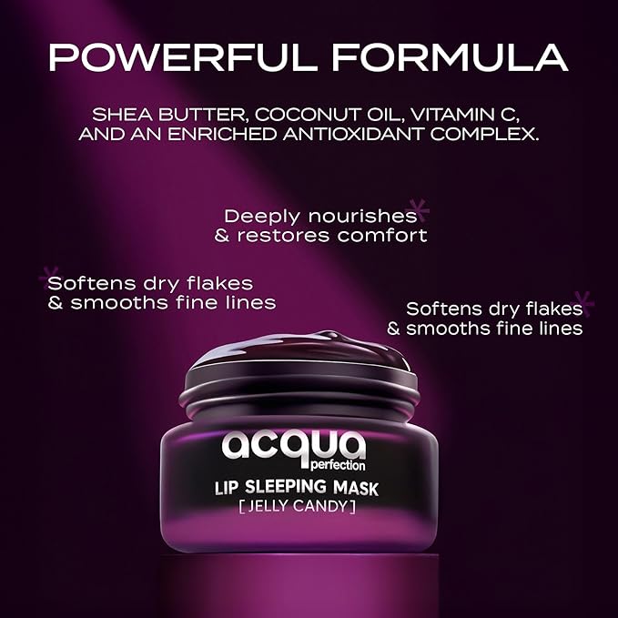 Lip Mask, Overnight Lip Treatment Enriched With Skin Softening Jelly Candy and Hydrating Shea Butter, Flaky Dry Lips