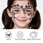 Black Face Paint 90g (3.17 0z) Non-Toxic, Water Activated Face Painting Kit for Kids Adults, SFX Makeup Large Capacity Facepaint Palette for Halloween,Cosplay,Theater Party,Skull Joker Special Effects