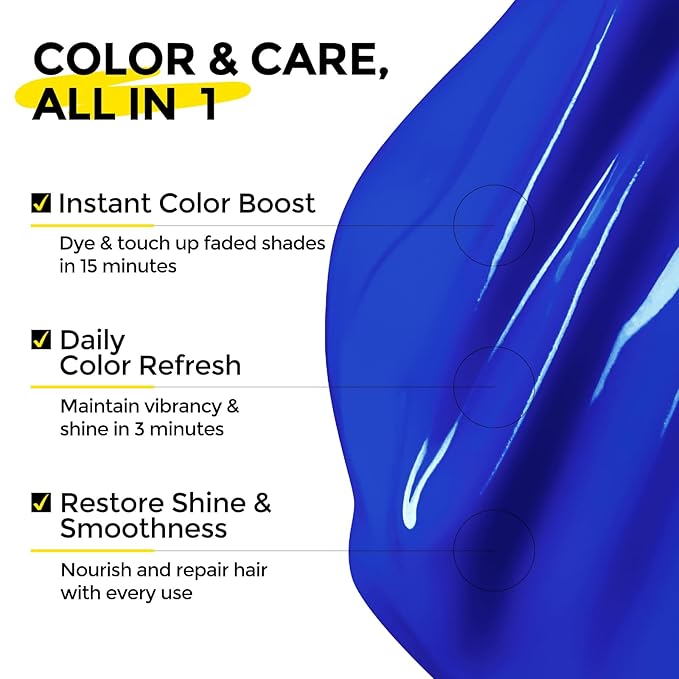 Semi Permanent Hair Color - 6 oz Color Depositing Conditioner with Shea Butter & Almond Oil- Color Conditioner Depositing Hair Mask - Vegan, Paraben, Ammonia & Sulfate Free -Blue