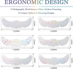 Glitter Freckles, Holographic Face and Body Glitter Tattoo Sparkle for Women Gold Glow Cosmetic Star Makeup Accessories for Festival Rave (12pcs Holographic)