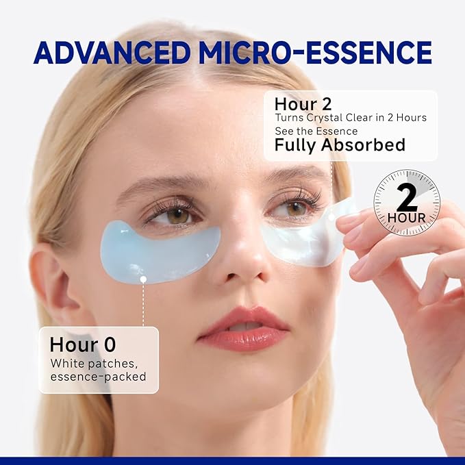 Peptide Cooling Under Eye Patches, Soothing Eye Patches Instant Reduces Dark Circles and Puffiness, Calming Under Eye Mask with Glacial Water for Bags Treatment, 60 Pairs