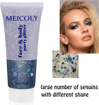 MEICOLY Black Glitter, Professional Body Paint, Mermaid Sequins Eye Glitter for Halloween Cosplay SFX Makeup, Chunky Face Gel for Women and Kids, 50ml