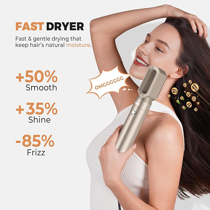 6 in 1 Blow Dryer Brush, Upgrade Hair Dryer Brush Set Negative Ion Air Styler Curling Wrap Air Curler, Hot Air Brush Curling Iron Hair Styling Tools As A Gift for Straight/Curl/Dry/Smooth