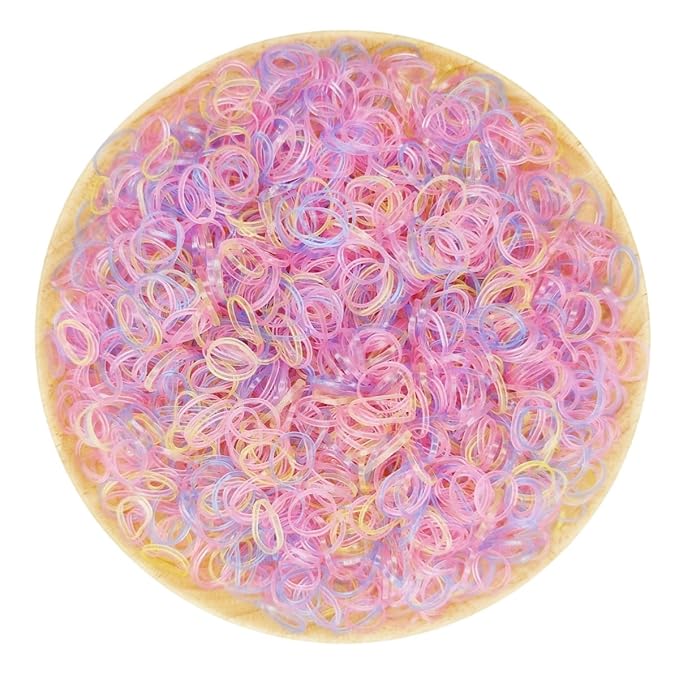 3200 Pcs Elastic Rubber Bands Small Hair Ties Hair Rubber Mini Hair Bands Hair Elastics Tiny Soft Holder Ponytails for Girls (Transparent Multicolor)
