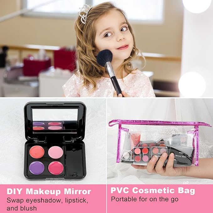 Anpro All-In-One Makeup Kit for Girls 10-12 with Case, Pro Teen Makeup Set, Tween Makeup Kit for Teens Women, Full Make Up Starter Kit with Brushes, Lipstick, Eye Shadow, Palette, Blush, Glitter Gel