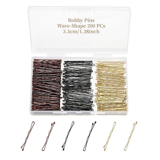 200 Pcs 1.38 Inch Wave-Shaped Bobby Pins Mix Metal Hair Pins Hair Accessories for Women Stylists Hair Sticks Girl