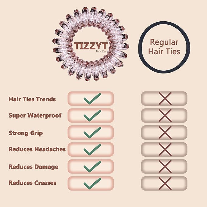 18 Pcs Women Ponytail Braid Hair Elastic No Crease Spiral Hair Ties, Girls Multi-color Waterproof Coil Hair Accessories (Small Hair Ties)