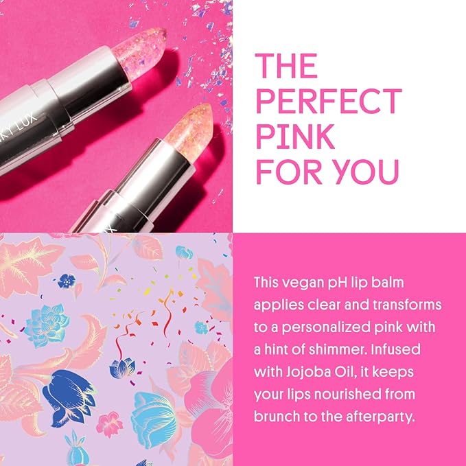 Winky Lux Lavender Glitter Confetti Balm - Hydrating ph Lip Balm, Natural Pink Tint with pH Color Changing, Moisturize & Soften Lips While Leaving Sheer Pink Tint, with Vanilla Scent