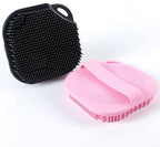 2 PC Silicone Body Scrubber, Exfoliating Shower Bath Scrubber, Soft Silicone Loofah for Sensitive Skin, Shower Hair Scalp Massager, Easy to Clean, Lather Well Black&Pink