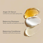 GK HAIR Global Keratin Balancing Shampoo and Conditioner Sets (10.1 Fl Oz/300ml) with Anti Frizz Serum Argan Oil (1.69 Fl Oz/50ml) for Dry Damaged Repair- All Hair Types Sulfate Paraben Free Unisex