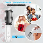 Cordless Curling Iron Brush,1.5-inch Mini Travel Curling Iron,3-in-1 Portable Heated Round Straightening Brush,Rechargeable Curlings Irons,for Curls,Straightening,De-frizzing and Styling,White