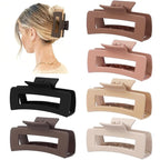 4 Inch Big Hair Claw Clips 6 Pcs Large Claw for Thick Hair Square Hair Clips for Women Rectangle Hair Clips Nonslip Acrylic Banana Jaw Clips Hair Accessories for Girls (Coffee Brown)