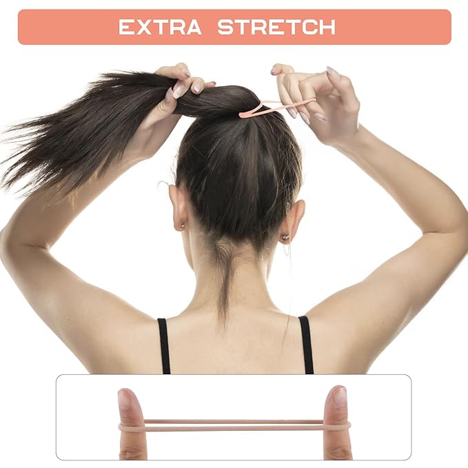 100PCS Hair Tie, 4MM Elastic Hair Ties No Damage Ponytail Holder for Women, Men and Girls (4mm Beige Blonde)
