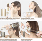 Hair Dryer Hot Air Styler: High-Speed Blow Dryers with Negative Ionic for Fast Drying Frizz Control, Extra Long Barrel 1 1/4 Inch Curling Iron Airflow Auto Wrap Curler for Quick Styling (White)