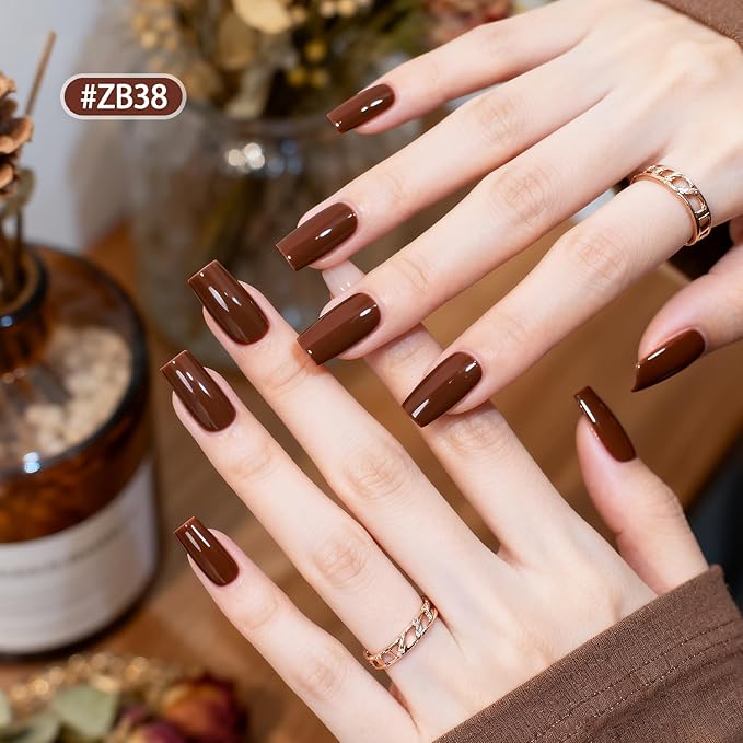 12 PCS Nail Polish Set 10 Color With 2PCS Base and Top Coat Quick Drying Fall Nude Brown White Red Color Holiday Gift for Her
