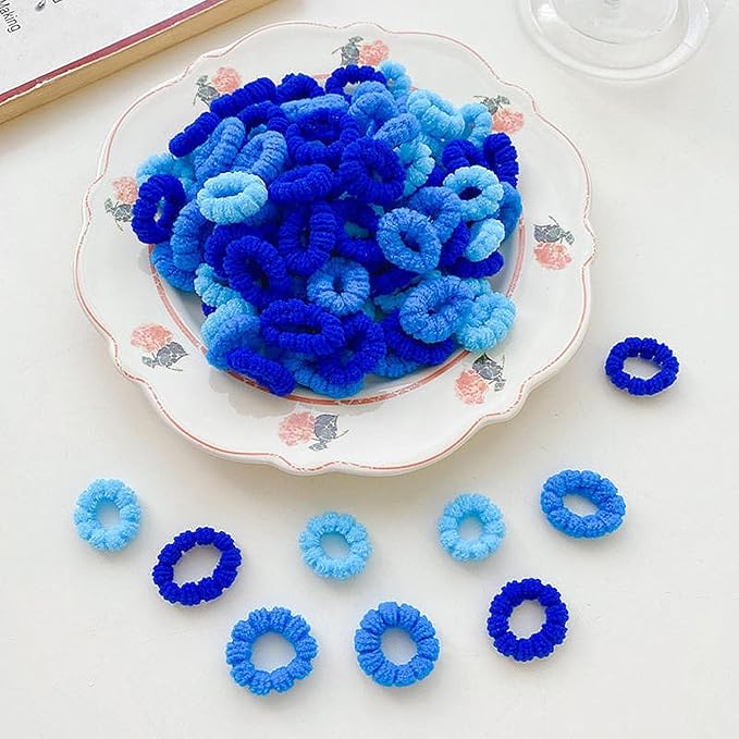 500 PCS Multicolor Cotton Hair Ties, Small Seamless Kids Hair Ties – Soft No-Crease Baby Hair Elastics for Girls, Kids & Toddlers, Gentle Ponytail Holders for Thin & Thick Hair. (Blue)