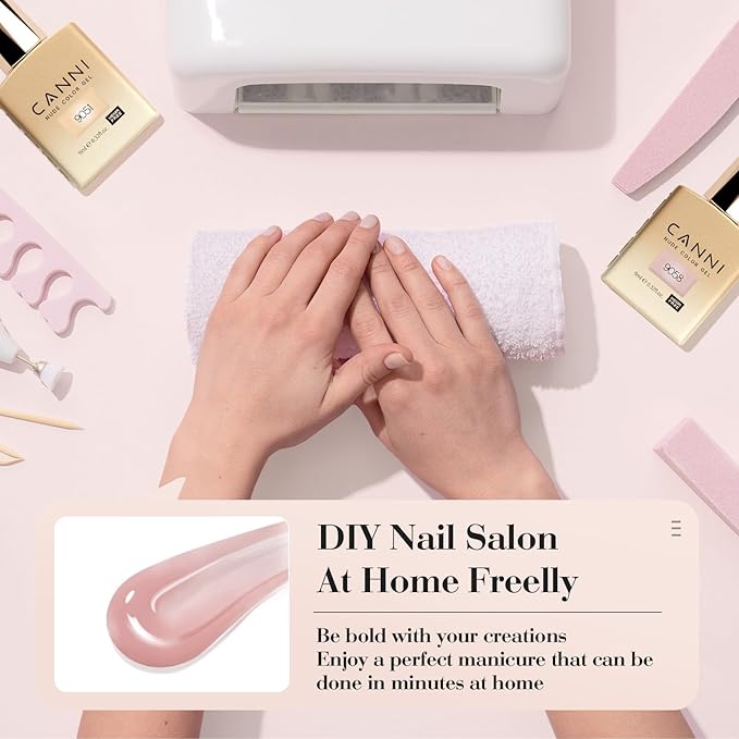 CANNI 6pcs 9ml Jelly Nude Pink Gel Nail Polish Set- Neutral Transparent Pink Colors Gel Polish Kit, Soak Off LED Nail Gel Manicure Kit DIY at Home Salon Gifts for Women Girls