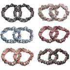 12Pcs Thin Floral Hair Ties, Soft Hair Scrunchies Elastic Hair Bands Floral Solid Ropes Ponytail Holder Stocking Stuffers for Women Girls