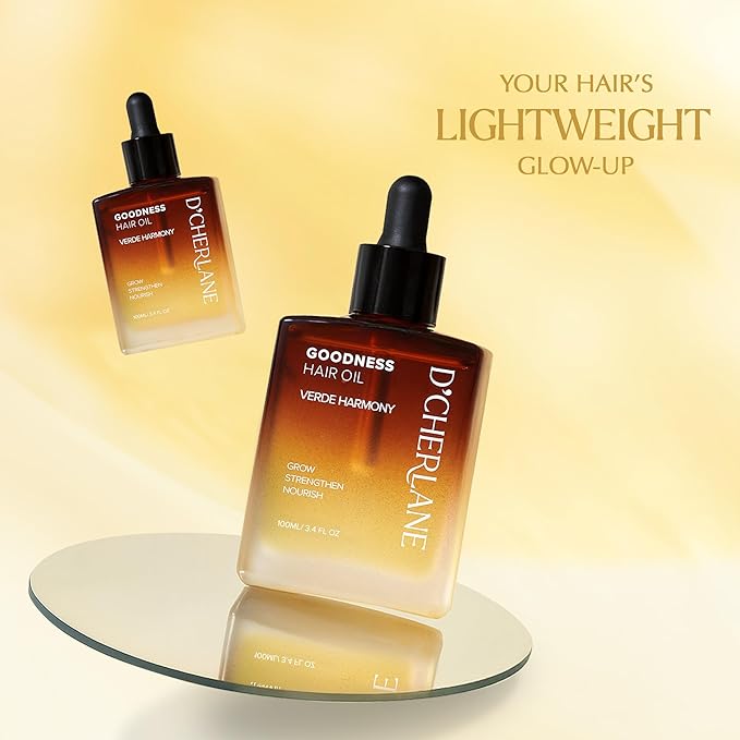 D'Cherlane Hair Growth Oil – Scalp Treatment with Rosemary, Argan, Coconut & Castor Oil Organic | Lightweight, Non-Greasy Formula for Fuller, Thicker, Stronger Strands | For All Hair Types