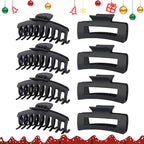 TOCESS 8 Pack Black Big Hair Claw Clips for Women Large Claw Clip for Thin Thick Curly Hair 90's Strong Hold 4.33 Inch Nonslip Matte Jumbo Hair Clips