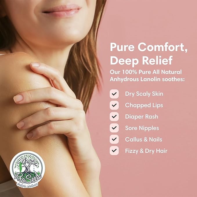 ProSeed Handmade Pure Lanolin Cream – Unrefined Balm for Dry Skin, Lips, Nursing & Baby Care – Gentle Moisturizer for Hands, Face & Pets – Petroleum-Free, 12oz Glass Jar