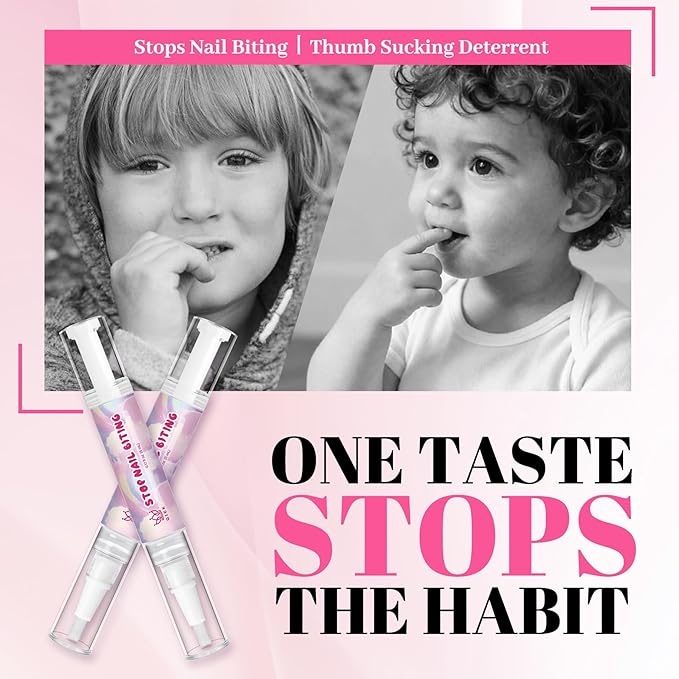 2 Packs Nail Biting Treatment for Kids Stop Biting Pens Prevention Thumb Sucking Deterrent Nail Polish Fast Dry Long Lasting Non Toxic Natural Nail Care Pen for Children Teens Adults Biters(10ML)
