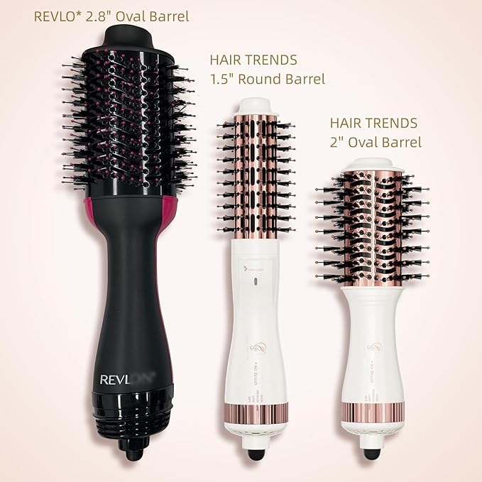 Travel Blow Dryer Brush in one, Dual Voltage 110V-240V Mini Hot Air Brush, Hair Trends Nano Titanium 2 Inch One Step Hair Dryer and Styler Volumizer Oval Shape