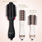 Travel Blow Dryer Brush in one, Dual Voltage 110V-240V Mini Hot Air Brush, Hair Trends Nano Titanium 2 Inch One Step Hair Dryer and Styler Volumizer Oval Shape