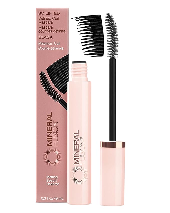 Mineral Fusion So Lifted Lash Defined Curl Mascara (Black) - Lash Lifting Mascara for Weightless Volume & Length - With Argan & Coconut Oils - Hypoallergenic
