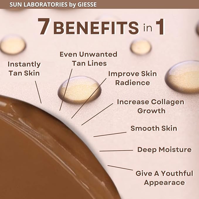 Sun Laboratories By Giesee Self-Tanning Dark Sunsation - Ultra Dark Self Tanner, Tanning Lotion, Non-Toxic Sunless Tanner, Travel Size, Instant Tanning Lotion with Mitt, Natural & Nutritive