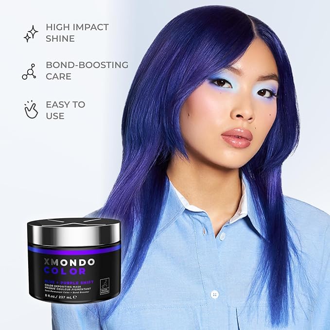XMONDO Color Blue + Purple Shade Shift – Blue Purple Dye with Bond Booster & Hyaluronic Acid, 8 oz