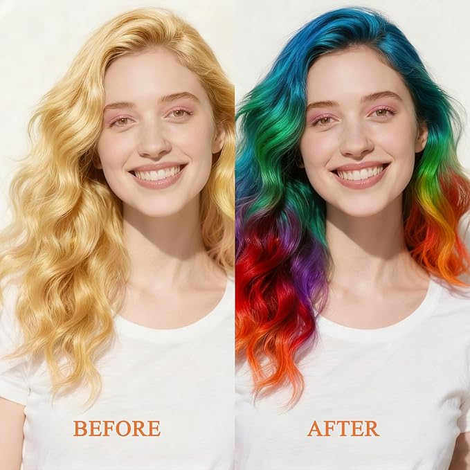 5PC Temporary Hair Color Spray Set, Purple Red Blue Green Orange Hair Spray for Women Kids Men, 1-Day Washable Hairspary for Halloween, Cosplay, Crazy Hair Day, Festivals & Parties