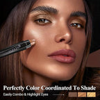 Gold Eyeshadow Stick Makeup Set 6PCS, Neutral Shimmer And Matte Cream Eye Shadow Palette, Metallic Bronze Smoky Eyeliner Brightener Crayon Pencil Kit, Ideal Gift for Women -Golden Amber