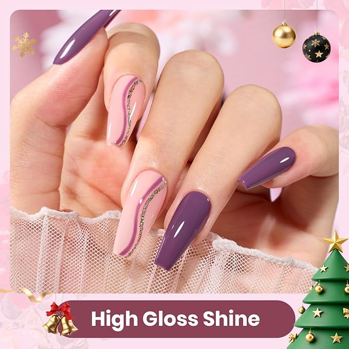 Beetles Burgundy Purple Gel Nail Polish Set - 6 Color Winter Purple Maroon Mauve Plum Gel Polish Kit, Soak Off UV LED Nail Gel for Autumn Manicure Nail Art Gifts for Women