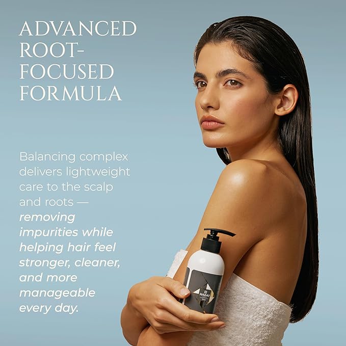 HADAT Root Strengthening Shampoo Hair Growth - Premium Rosemary Clarifying Shampoo for Oily Scalp - Moisturizing Volumizing - Sulfate Low, p-H Balanced, for Women & Men, 8.45 Fl Oz