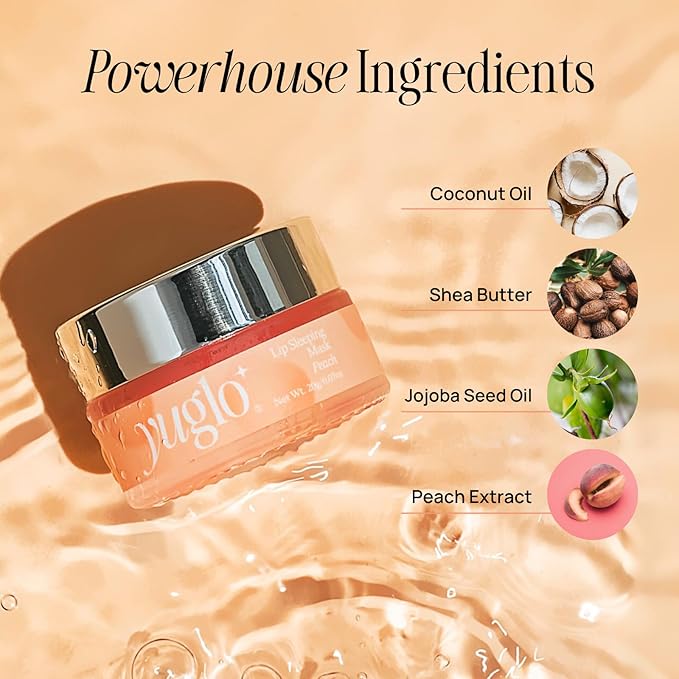 YUGLO Lip Sleeping Mask | Peach Flavor | Hydrating & Soothing Lip Treatment for  Dry, Chapped Lips | Plumps & Moisturizes | Overnight Lip Repair