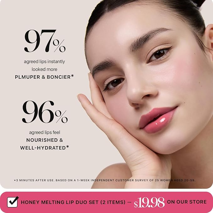 Nature Republic Honey Melting Lip Butter Balm – Moisturizing Tinted Plumping Lip Balm with Peptides, for Sheer & Glossy, Fuller-Looking Lips, Stocking Stuffers (Pink Candy)