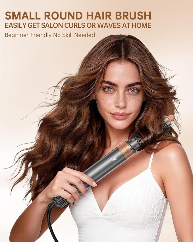 Hot Air Brush Hair Styler, 6 in 1 Hair Dryer Brush Auto Wrap Curlers Frizz-Free Styling Tool for All Hair Types Fast Drying, Curling, Smoothing, Volumizing & Straightening with Travel Storage Case