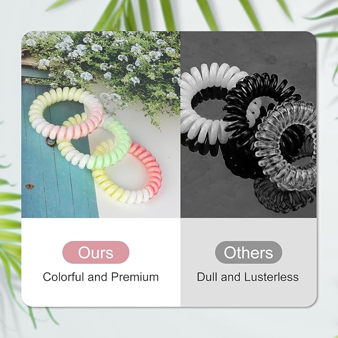 JessLab Spiral Hair Ties for Women, 10-Pack Traceless No-Damage Ponytail Holders, Coils Hair Bands for Girls, Assorted Colors