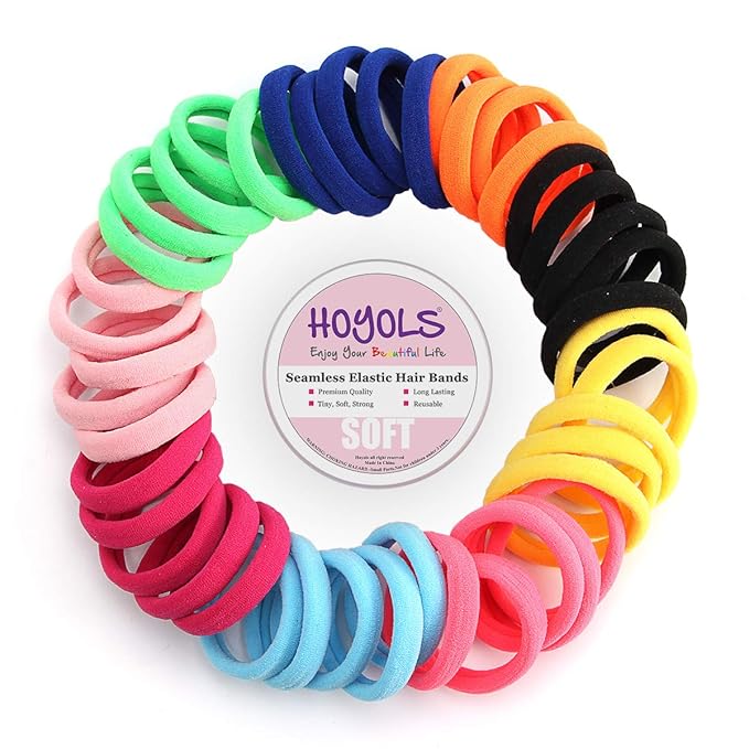 HOYOLS Seamless Hair Band Small Hair Ties Ponytail Holder No Crease Damage 4cm (10 Multi Color Set)