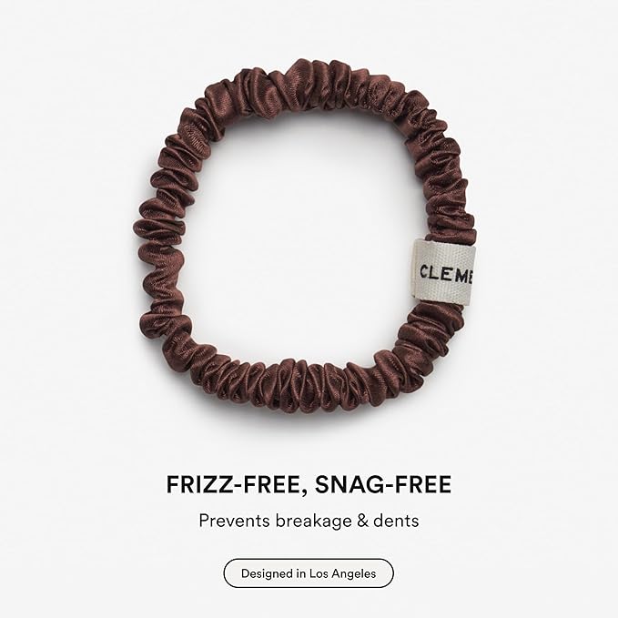 Clementine Sleepwear Organic Silk Scrunchie Set Ice Cream | 8 Skinny Scrunchies Made with GOTS Certified Silk for Frizz-Free Styling and Gentle Hair Care