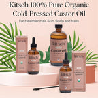 Kitsch Organic Castor Oil for Hair Growth - 100% Pure Castor Oil, Organic Cold Pressed Unrefined Glass Bottle for Face, Skin, Lashes, Brows, Scalp, Nails & Belly Button | Ideal Gifts for Women - 4 oz