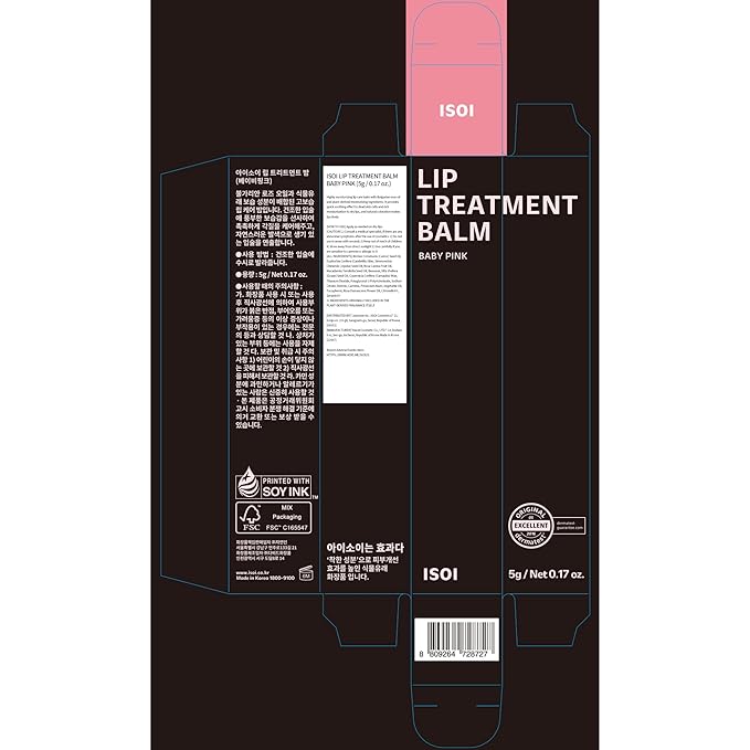 ISOI Bulgarian Rose Lip Treatment Balm (Baby Pink) – Hydrating & Tinted Lip Balm for Dry Lips, Korean Skincare (0.18 oz, 5g)