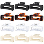 4.1 Inch Large Claw Clips - 12 Pcs Jumbo Square Jaw Clips for Thick Hair, Bulk Hair Accessories for Women and Girls - Transparent